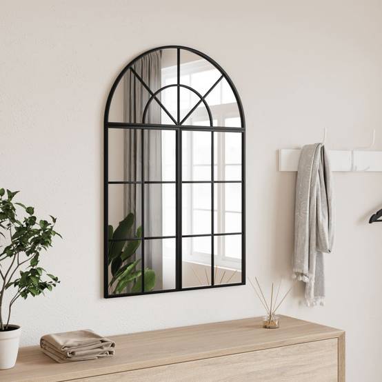 Maison Chic - Miroir mural - Miroir décoratif noir 60x30 cm arche fer - Image 2