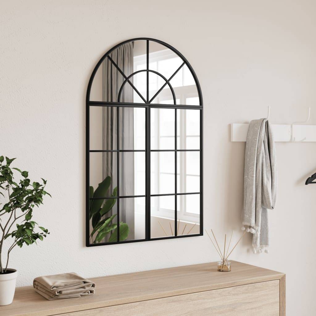 Maison Chic - Miroir mural - Miroir décoratif noir 60x30 cm arche fer - Image 2