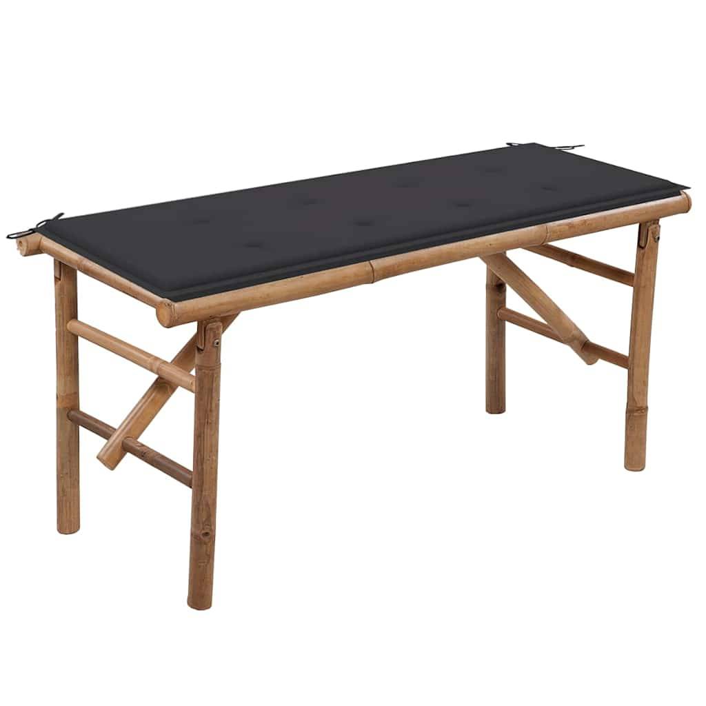 Banc de jardin | Banquette De Jardin | Banc Extérieur pliable avec coussin 118 cm Bambou Maison Chic - Image 2