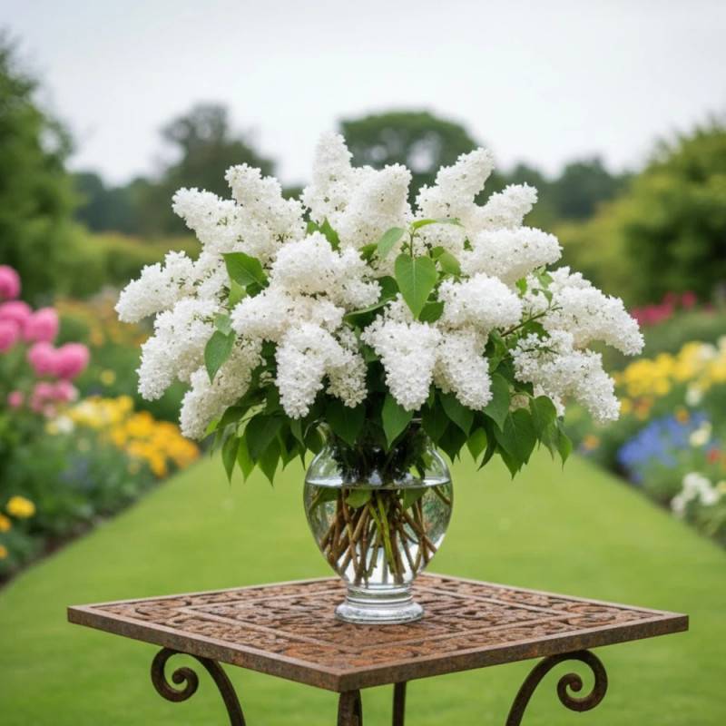 Lilas commun Madame Lemoine, Syringa à fleurs Blanche - feuillage Caduc - Pot de 7,5L - 60/80 cm-  hauteur à maturité De 2,50 m à 3,00 m - Imagen 5