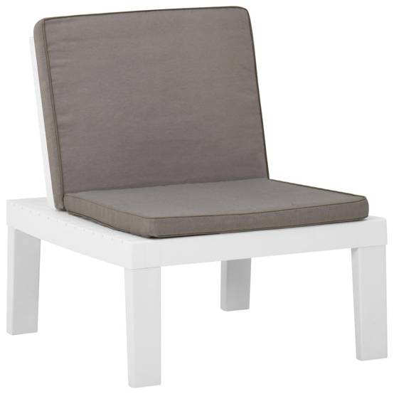 Chaise de salon de jardin en plastique blanc avec coussins anthracite 65 x 65 x 70 cm (lot de 2) - PANGIVO - Image 3
