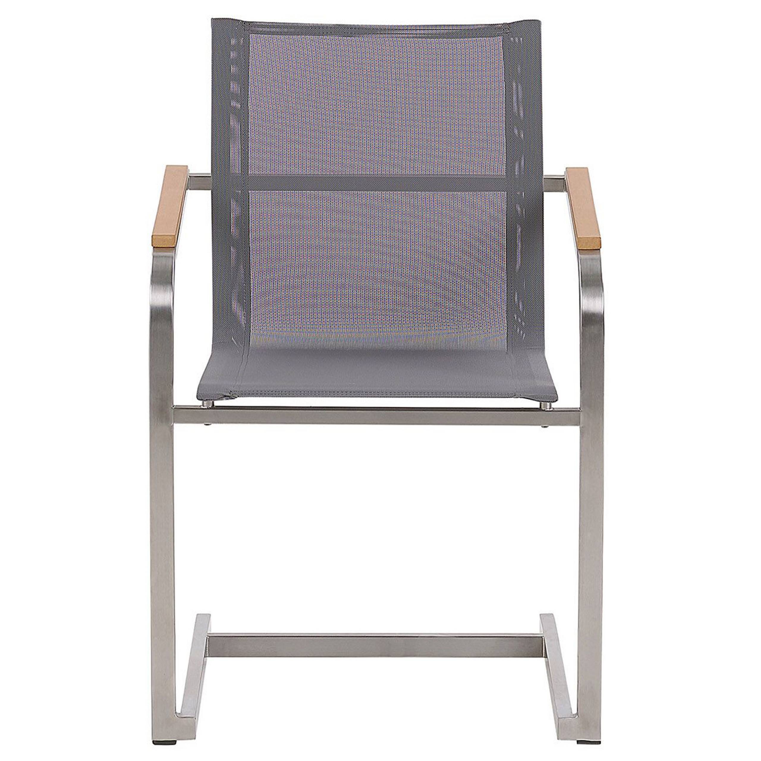 Beliani - Lot de 2 Chaises de Jardin en Porte-à-faux en Acier Inox et Textile Gris Design Moderne Très Tendance pour Terrasse Balcon ou Patio Beliani - Imagen 5