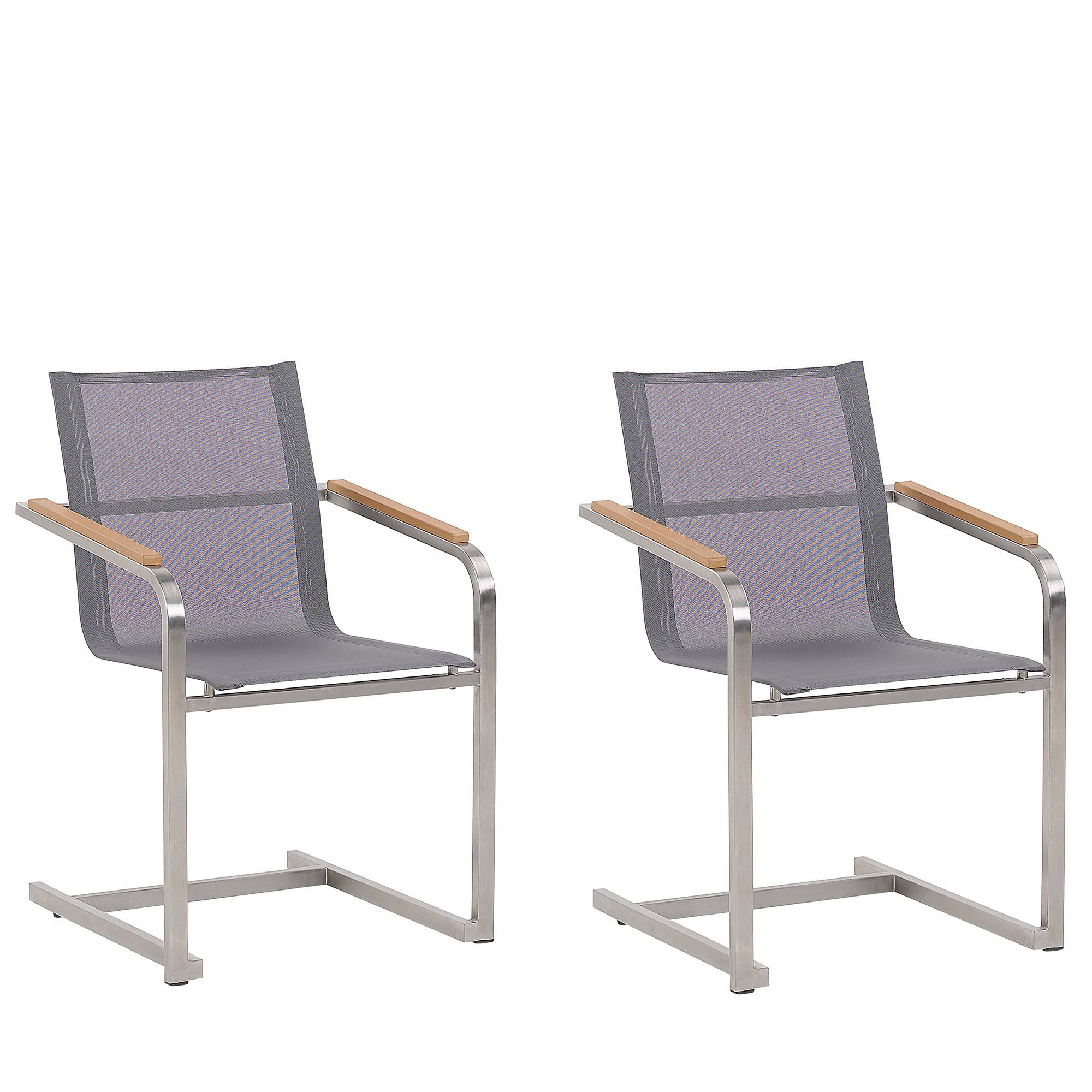 Beliani - Lot de 2 Chaises de Jardin en Porte-à-faux en Acier Inox et Textile Gris Design Moderne Très Tendance pour Terrasse Balcon ou Patio Beliani - Imagen 1
