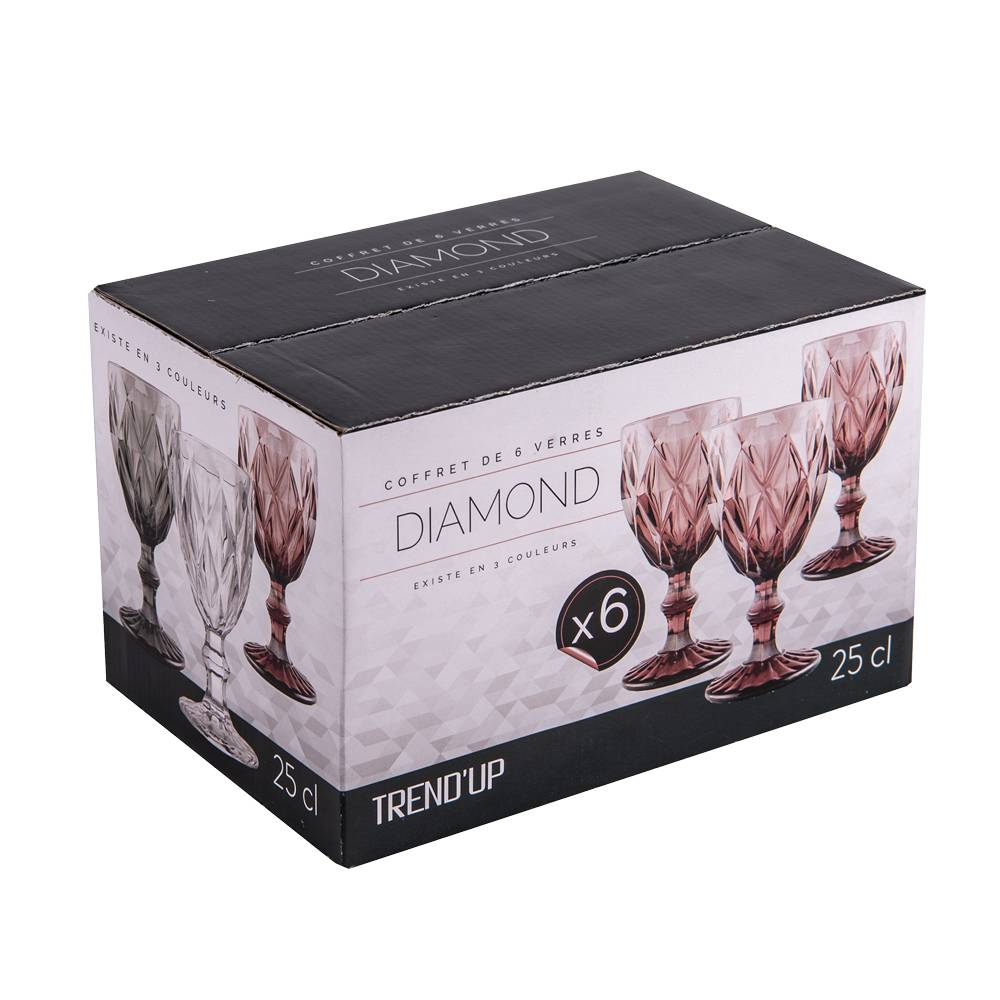 Boite de 6 verres à pied Diamond 25 cl gris - Image 2