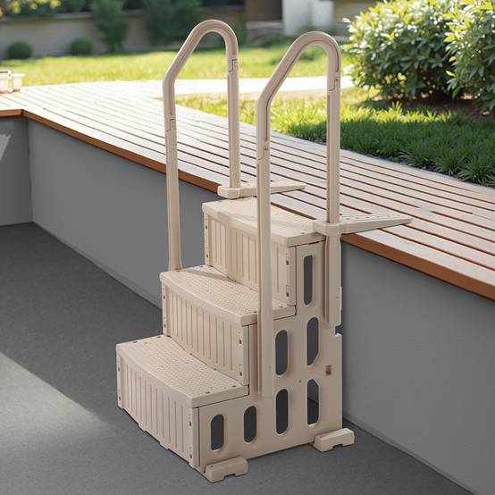 Vevor - VEVOR Escalier de Piscine de 91,4-122 cm 3 Marches avec 2 Rampes 181,4 kg Taupe - Image 8