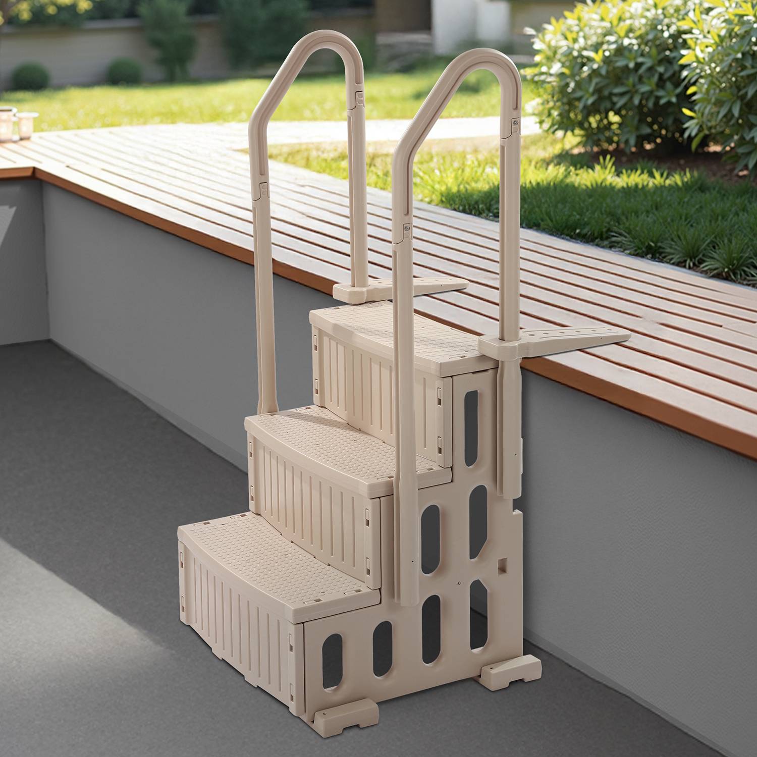 Vevor - VEVOR Escalier de Piscine de 91,4-122 cm 3 Marches avec 2 Rampes 181,4 kg Taupe - Image 8
