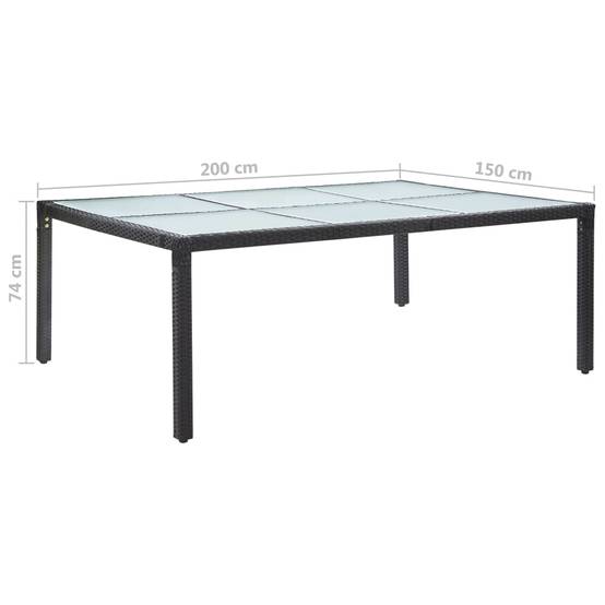 Table à dîner d'extérieur Résine tressée Noir 200 x 150 x 74 cm - PANGIVO - Image 5