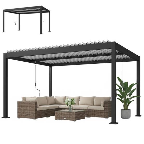 Pergola bioclimatique aluminium jardin toit lames réglables protection soleil pluie 400x300cm - ComfortXL Outdoor Living - Image 2