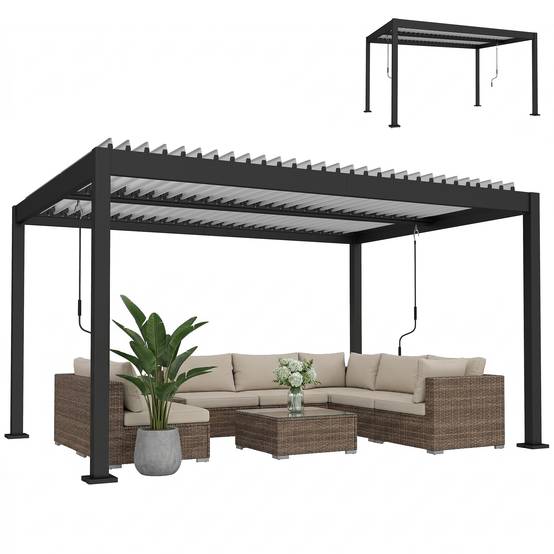 Pergola bioclimatique aluminium jardin toit lames réglables protection soleil pluie 400x300cm - ComfortXL Outdoor Living - Image 1
