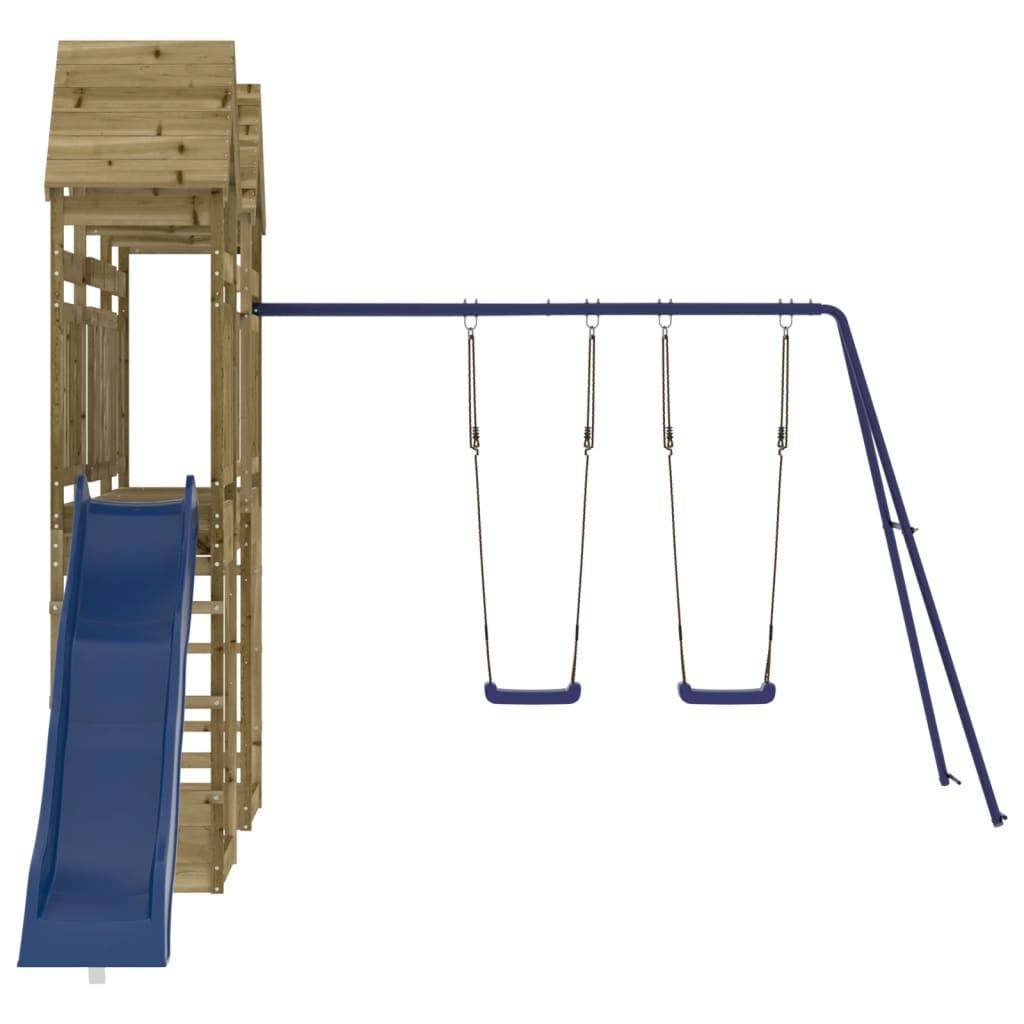 Helloshop26 - Aire de jeux d'extérieur balançoires toboggan portiques robuste jeux jardin 315 x 558 x 264 cm bois de pin imprégné - Imagen 4