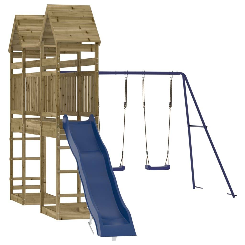 Helloshop26 - Aire de jeux d'extérieur balançoires toboggan portiques robuste jeux jardin 315 x 558 x 264 cm bois de pin imprégné - Imagen 2