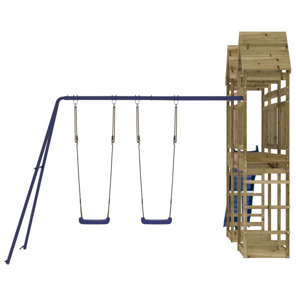 Helloshop26 - Aire de jeux d'extérieur balançoires toboggan portiques robuste jeux jardin 315 x 558 x 264 cm bois de pin imprégné - Imagen 3