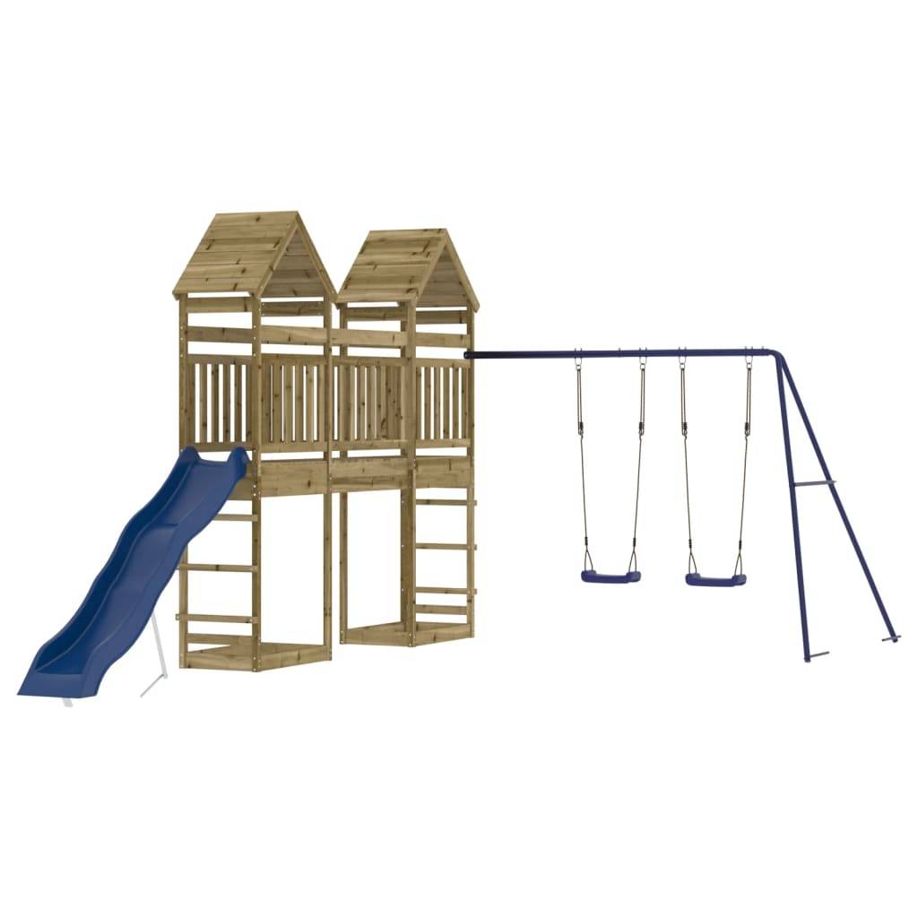 Helloshop26 - Aire de jeux d'extérieur balançoires toboggan portiques robuste jeux jardin 315 x 558 x 264 cm bois de pin imprégné - Imagen 1