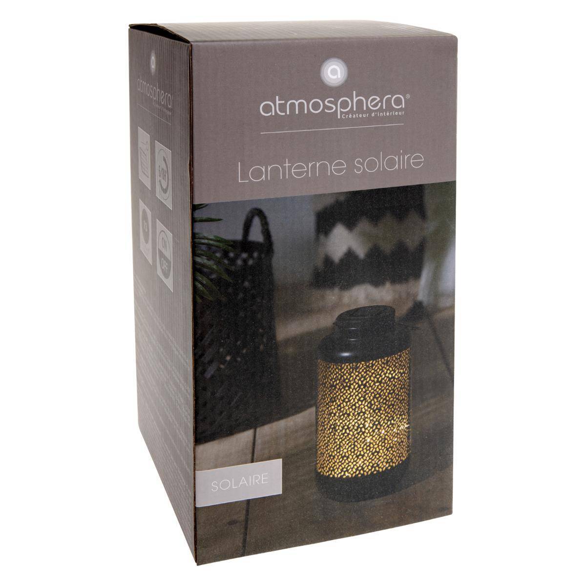 Atmosphera - Lanterne solaire métal noir H26cm - Atmosphera Créateur d'intérieur - Image 5