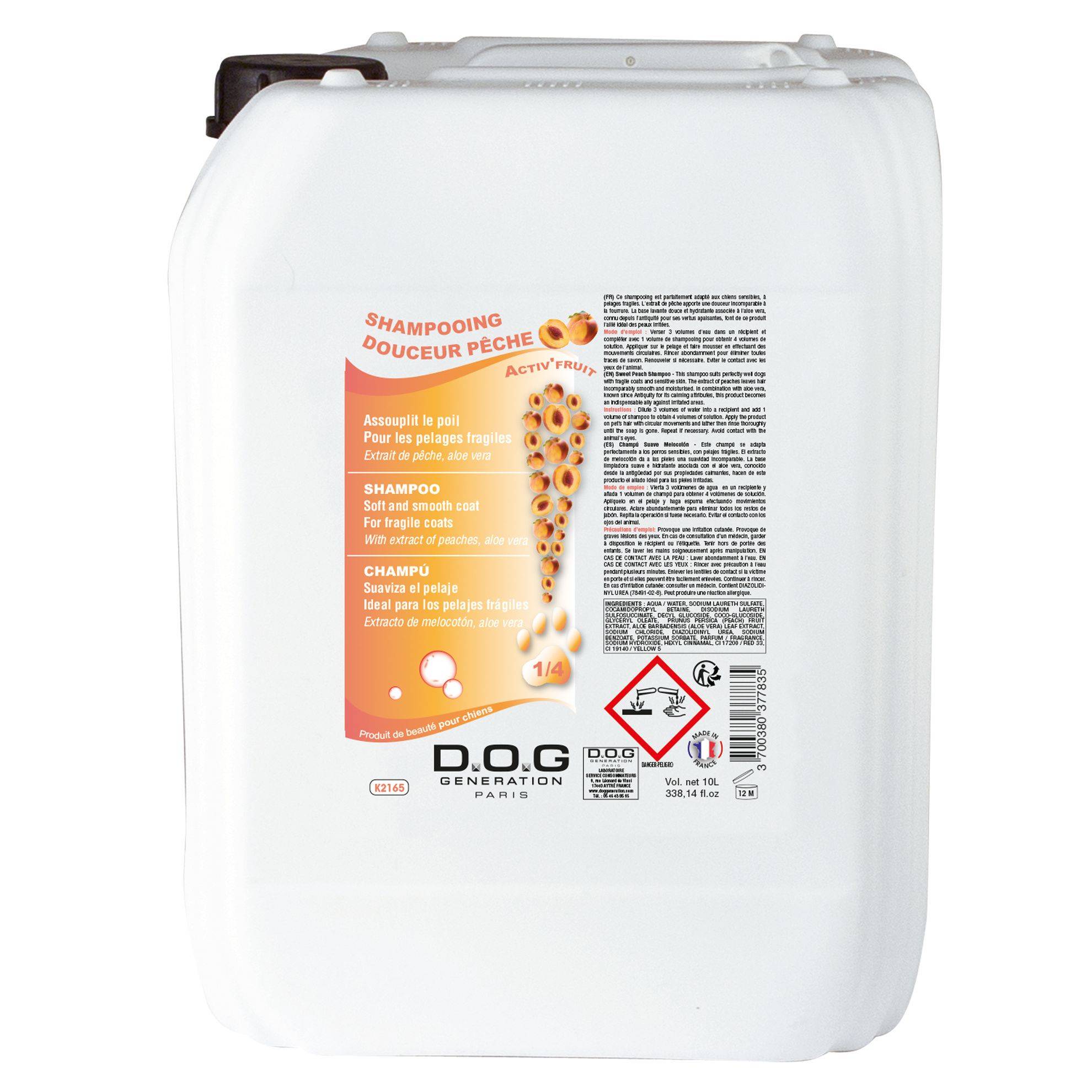 Shampoing Douceur Pêche Dog Generation : 10 litres DOG GENERATION