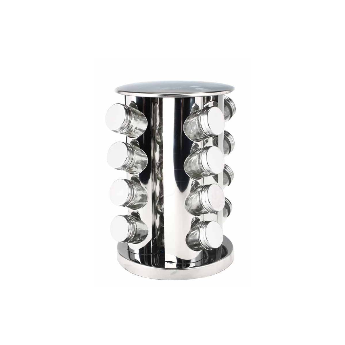 Présentoir à Épices 16 Pots "Inox" 28cm Argent - Image 1
