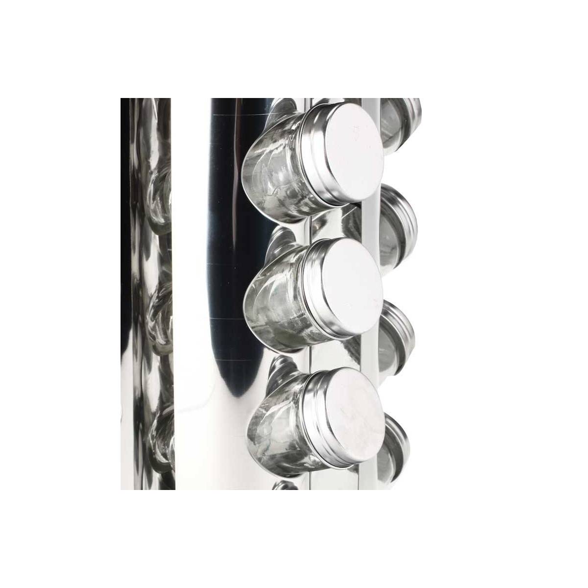 Présentoir à Épices 16 Pots "Inox" 28cm Argent - Image 2