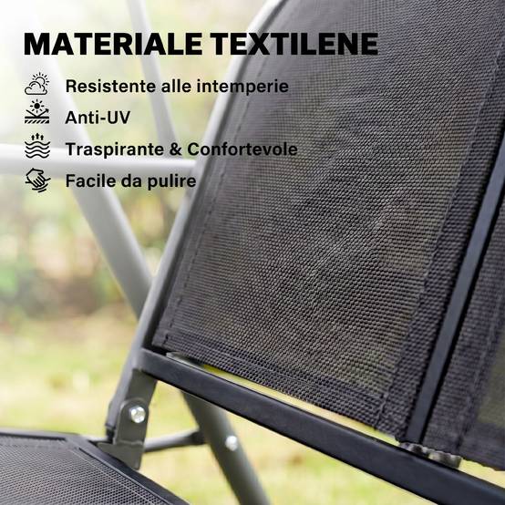 Balancelle de jardin 3 places acier pour terrasse toit pare-soleil noir 175x118x159cm - ComfortXL Outdoor Living - Image 9