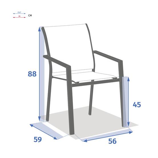 Hesperide - Fauteuil de jardin empilable "Essentia" graphite et acacia en aluminium traité en epoxy Hespéride - Image 6