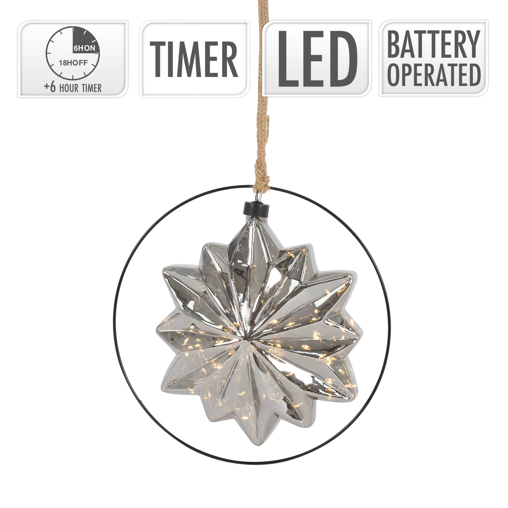 Étoile de Noël LED décoration en verre/métal étoile lumineuse suspendue Ø18 cm - Image 4