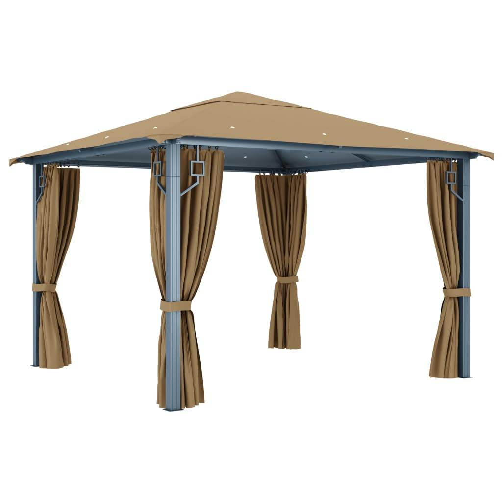Tonnelle Aluminium avec Rideaux et Moustiquaires Pavillon de Jardin Anti-UV Taupe 3x3 m – ComfortXL Outdoor Living - Image 4