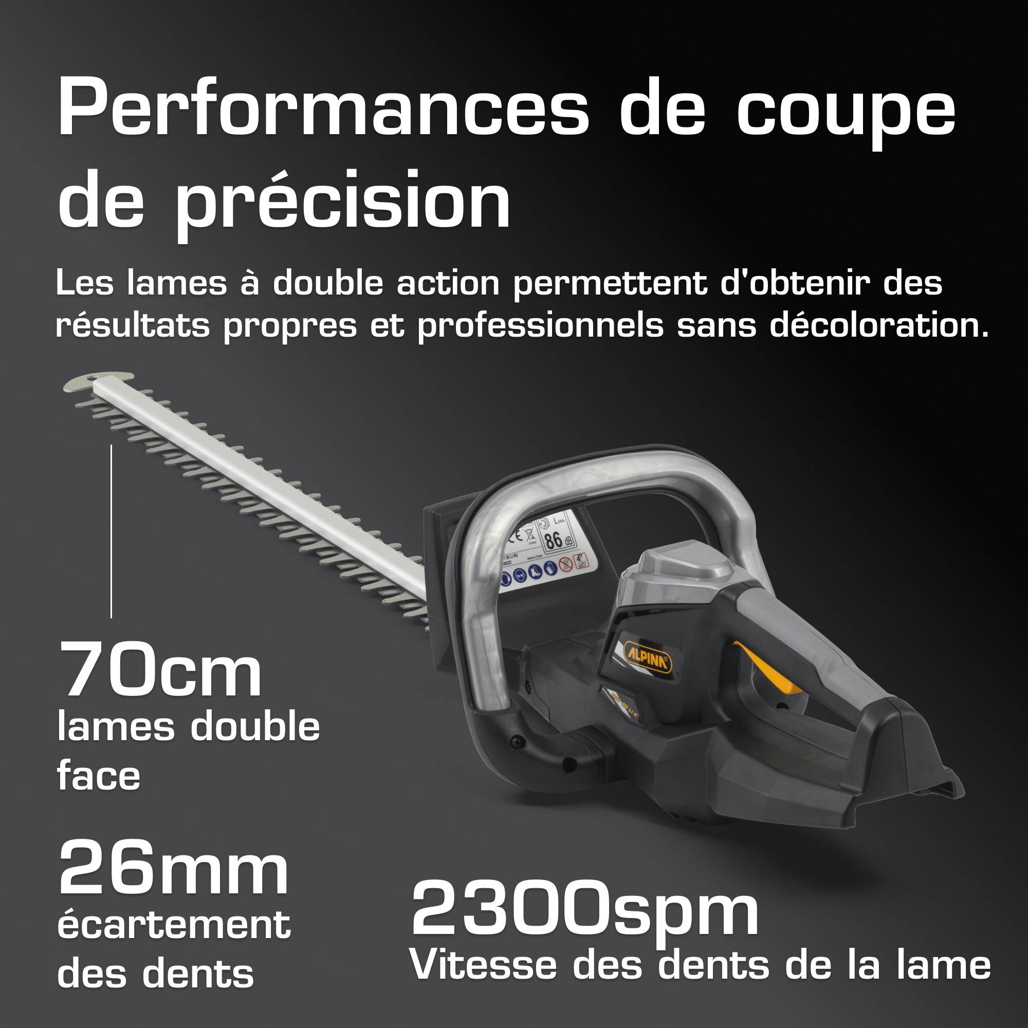 Alpina - Taille-haie Alpina sans fil 20V Batterie 2.0 Ah Lithium ion lame 50 cm - Imagen 5
