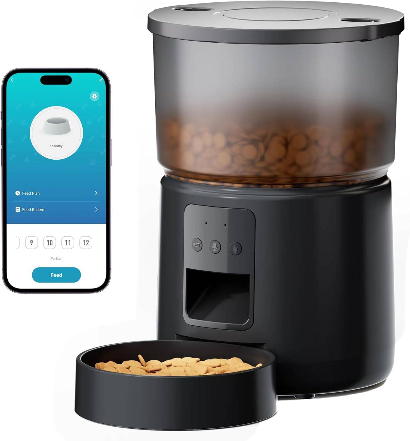 Distributeur Croquettes Chat Automatique - 5G/2,4G WiFi noir Vendos85