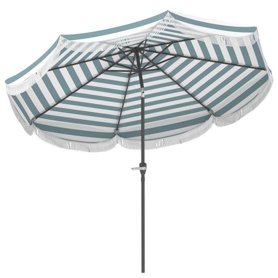 Parasol de jardin manivelle 2,7m, parasol inclinable d'extérieur UPF 30+ Polyester Bleu et blanc fr239 - Image 1