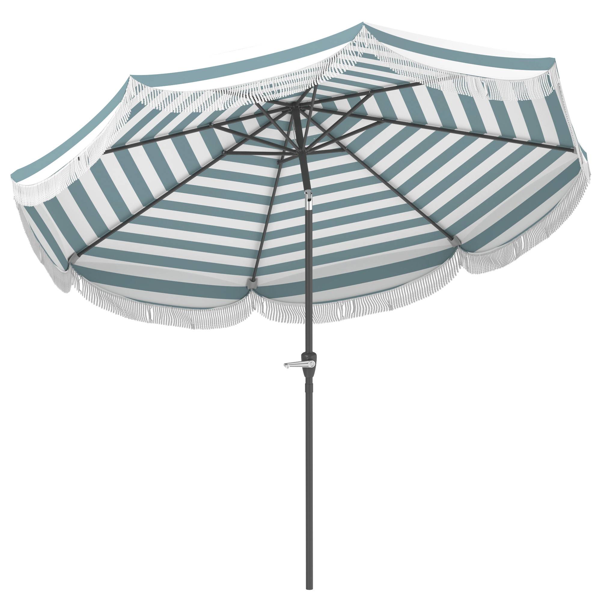 Parasol de jardin manivelle 2,7m, parasol inclinable d'extérieur UPF 30+ Polyester Bleu et blanc fr239 - Image 1