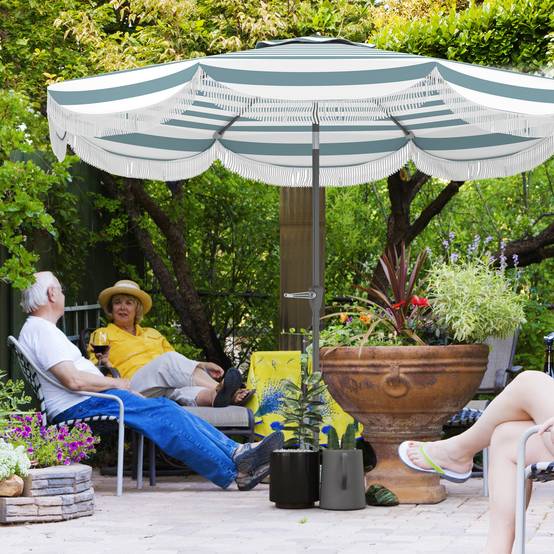 Parasol de jardin manivelle 2,7m, parasol inclinable d'extérieur UPF 30+ Polyester Bleu et blanc fr239 - Image 3