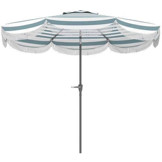 Parasol de jardin manivelle 2,7m, parasol inclinable d'extérieur UPF 30+ Polyester Bleu et blanc fr239 - Image 2