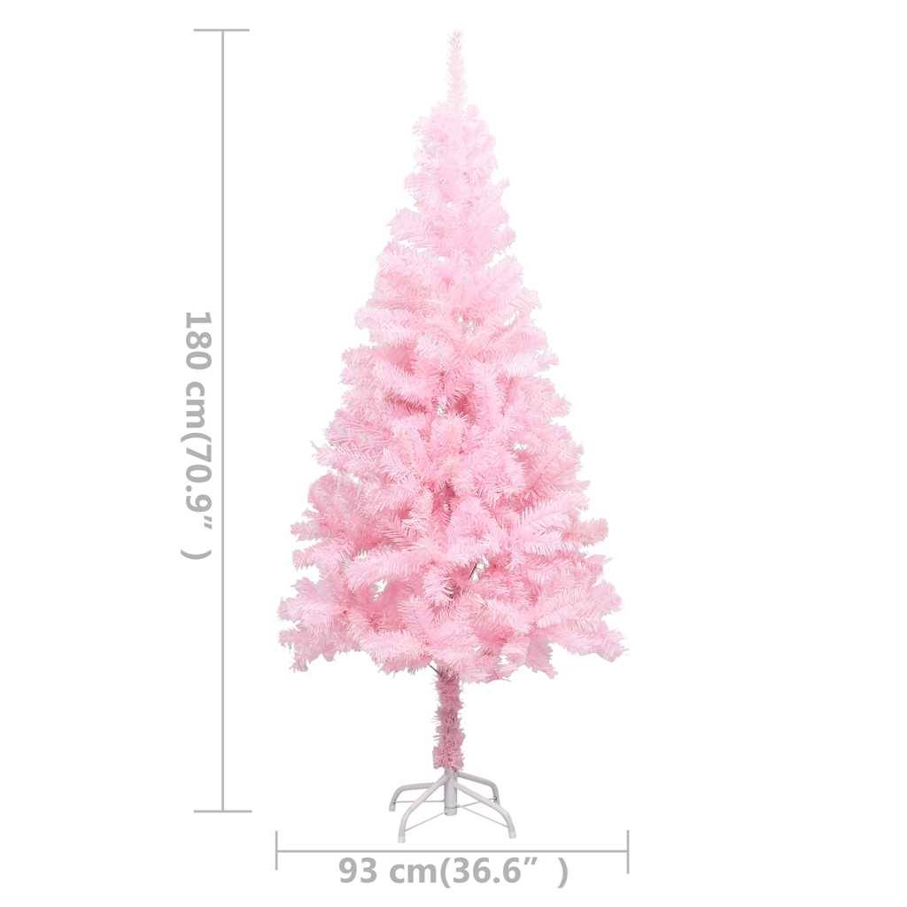 Vidaxl - Arbre de Noël artificiel pré-éclairé et boules rose 180 cm PVC vidaXL 3077585 - Image 3
