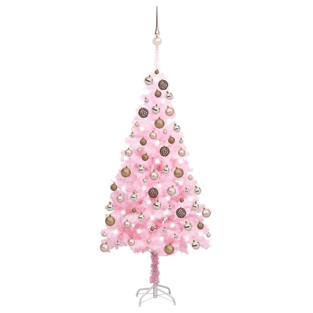 Vidaxl - Arbre de Noël artificiel pré-éclairé et boules rose 180 cm PVC vidaXL 3077585 - Image 1