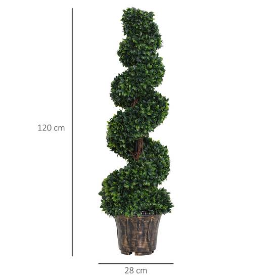 Sans Marque - Lot 2 plantes artificielles spirale buis intérieur extérieur pot Ø32x120 cm vertes - Image 5