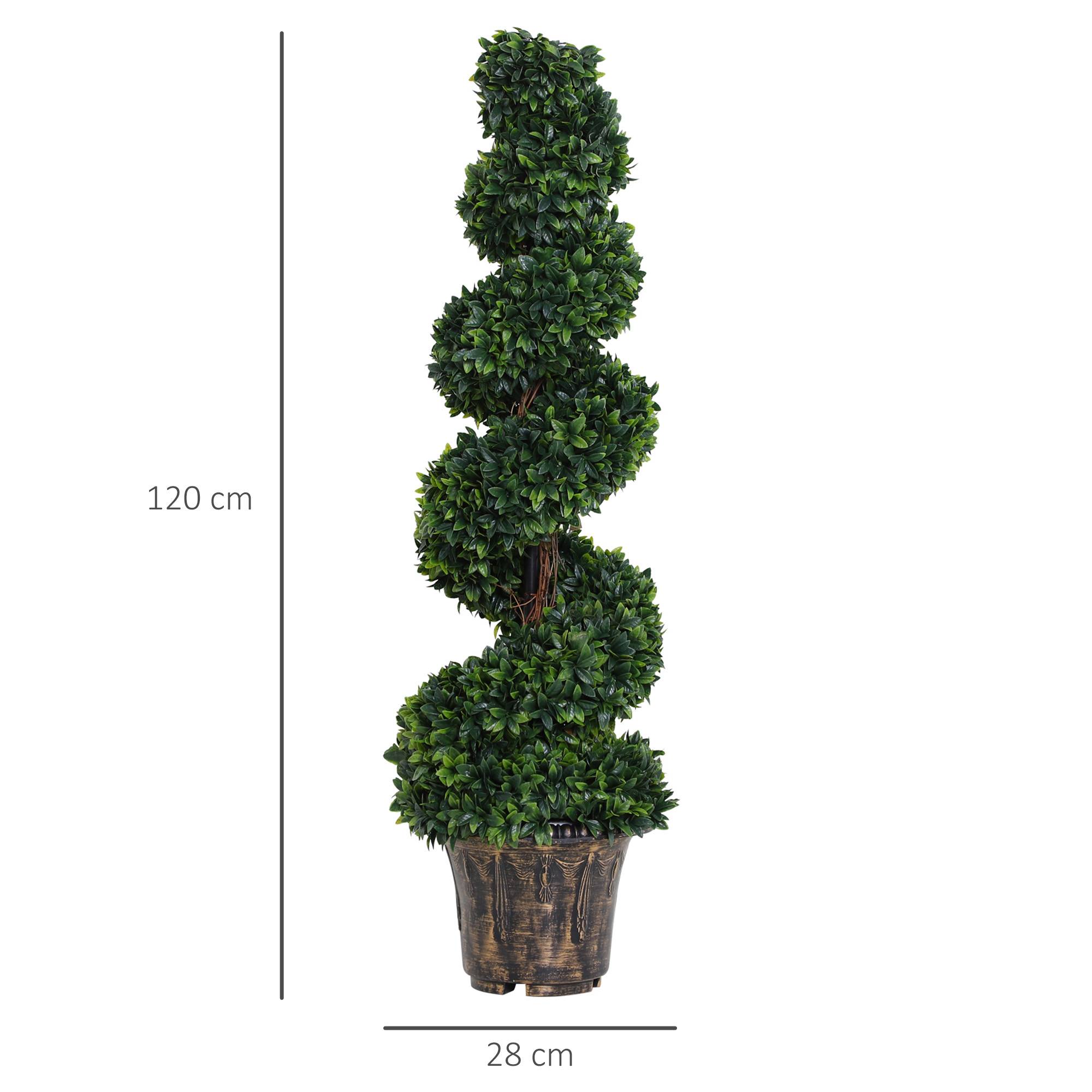Sans Marque - Lot 2 plantes artificielles spirale buis intérieur extérieur pot Ø32x120 cm vertes - Image 5