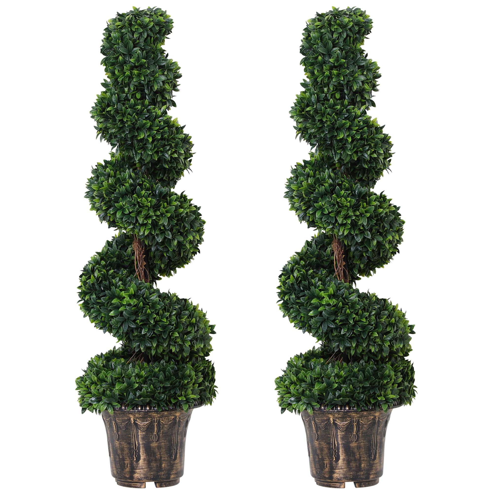 Sans Marque - Lot 2 plantes artificielles spirale buis intérieur extérieur pot Ø32x120 cm vertes - Image 2