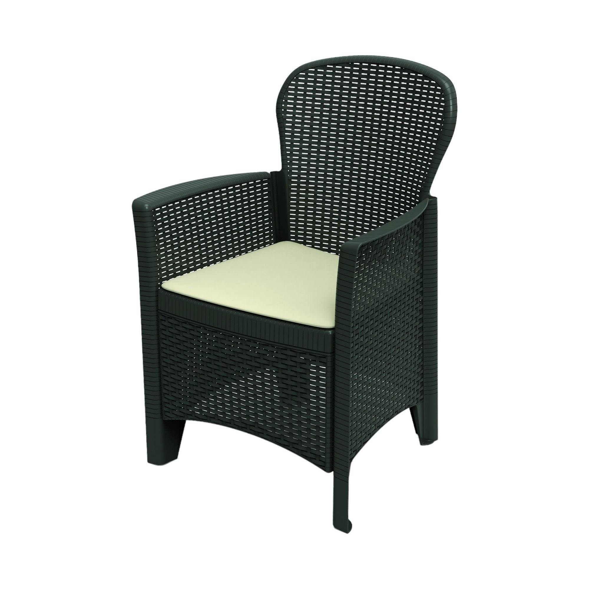 Dmora - Chaise d'extérieur Como, Siège de jardin, Fauteuil d'extérieur effet rotin, 100% Made in Italy, 60x58h89 cm, Anthracite - Dmora - Imagen 1