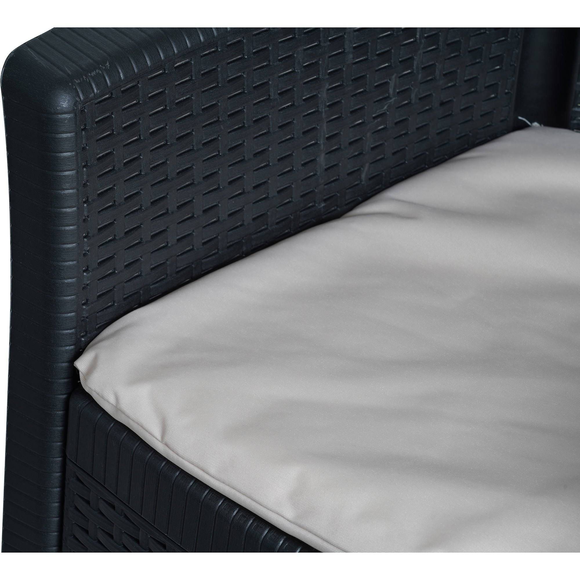 Dmora - Chaise d'extérieur Como, Siège de jardin, Fauteuil d'extérieur effet rotin, 100% Made in Italy, 60x58h89 cm, Anthracite - Dmora - Imagen 5