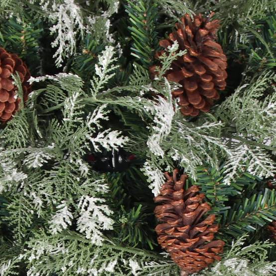 Sapin de Noël - Arbre de Noël avec pommes de pin Vert et blanc 195 cm PVC et PE - Image 3