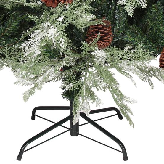 Sapin de Noël - Arbre de Noël avec pommes de pin Vert et blanc 195 cm PVC et PE - Image 4