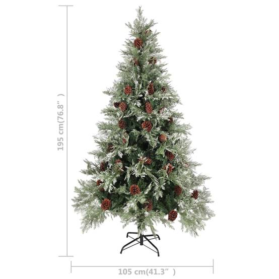 Sapin de Noël - Arbre de Noël avec pommes de pin Vert et blanc 195 cm PVC et PE - Image 5