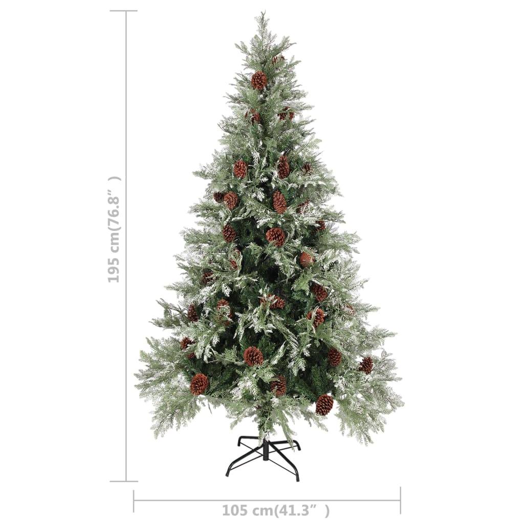 Sapin de Noël - Arbre de Noël avec pommes de pin Vert et blanc 195 cm PVC et PE - Image 5