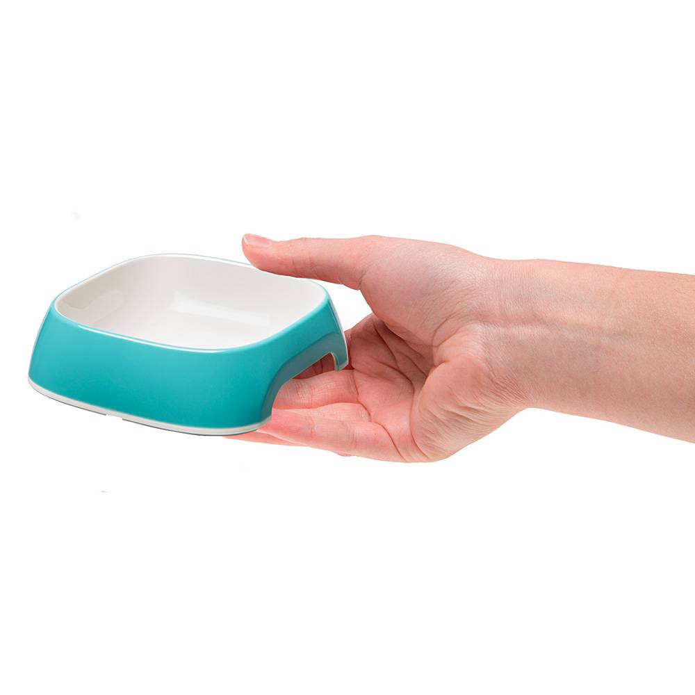 Ferplast - Ferplast Comedero para gato Glam - Comedero para comida y agua para gato de plástico a la moda, antideslizante, fácil de limpiar, 0,2 litros, Azul - Imagen 4