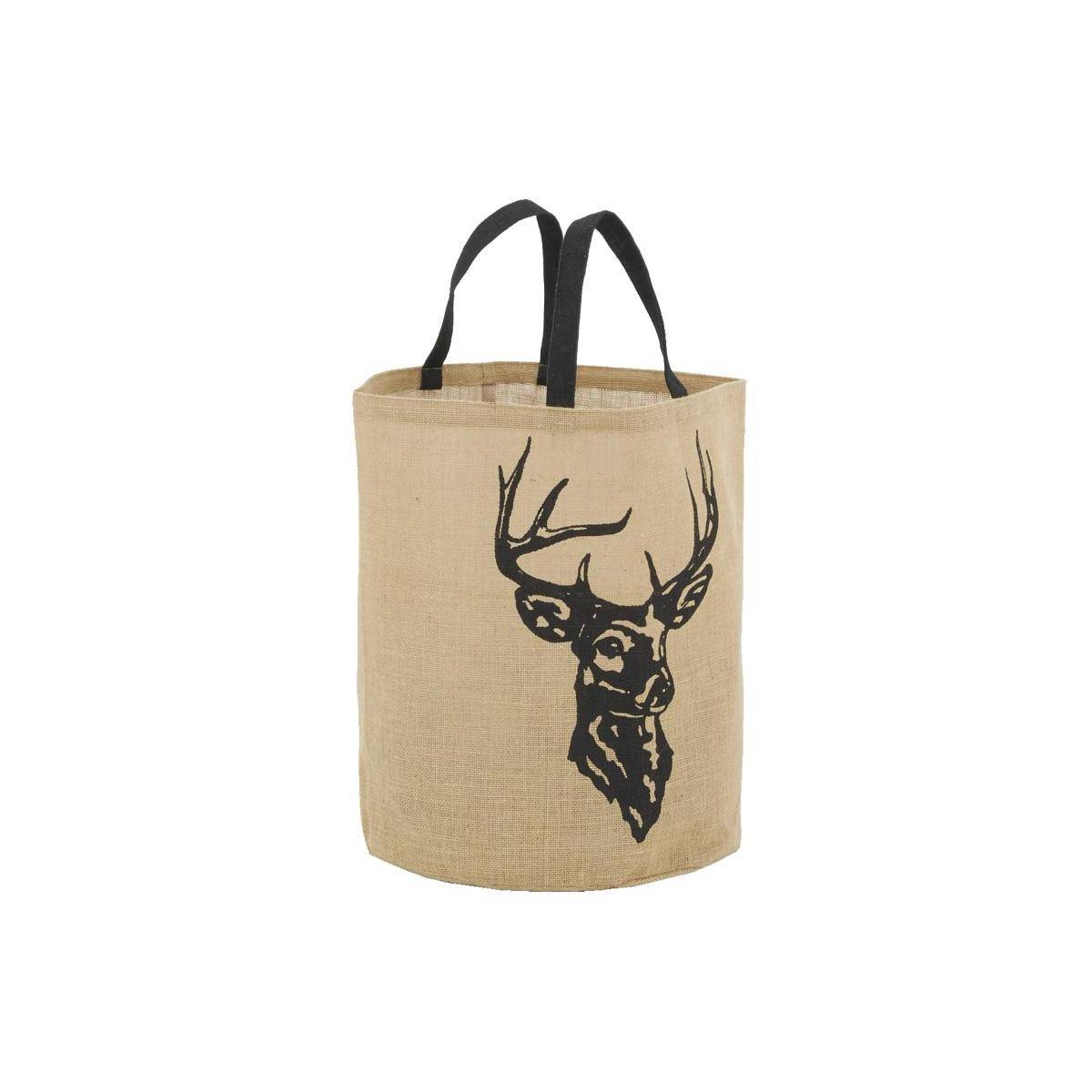 Aubry Gaspard - Sac rond en jute naturel plastifié Cerf - Imagen 1