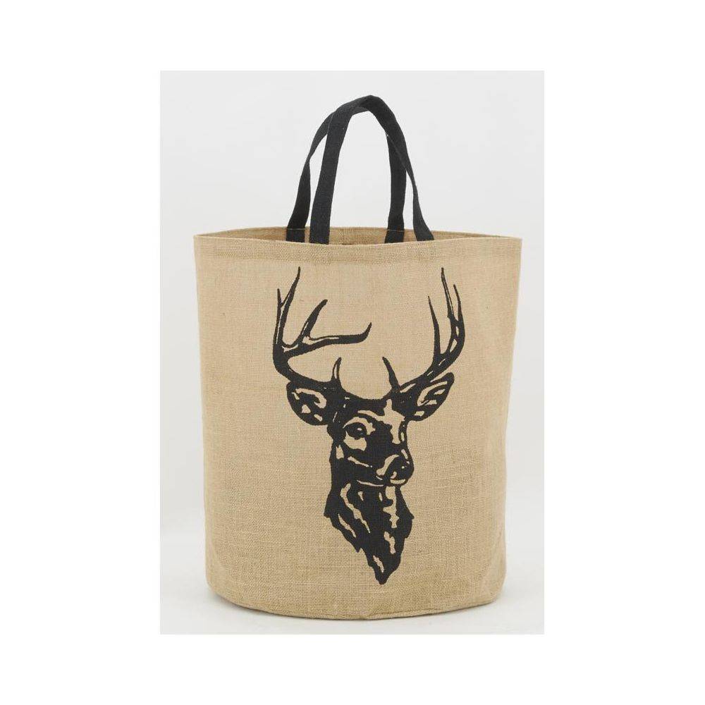 Aubry Gaspard - Sac rond en jute naturel plastifié Cerf - Imagen 4