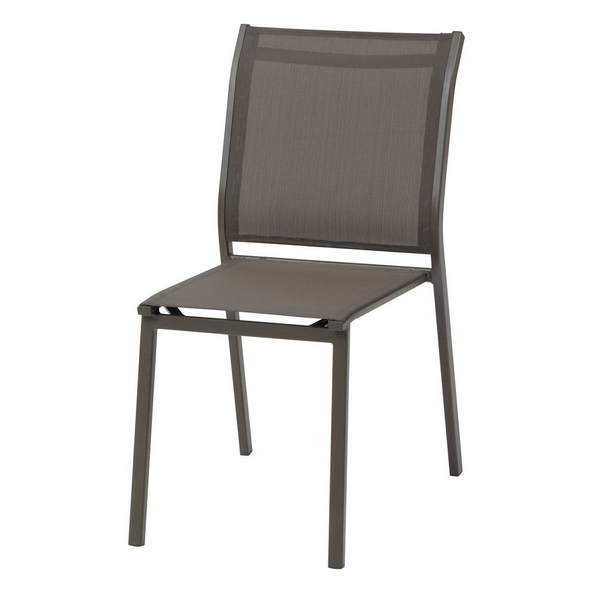 Hesperide - Chaise de jardin empilable "Essentia" wengé & praliné aluminium et texaline Hespéride - Image 1