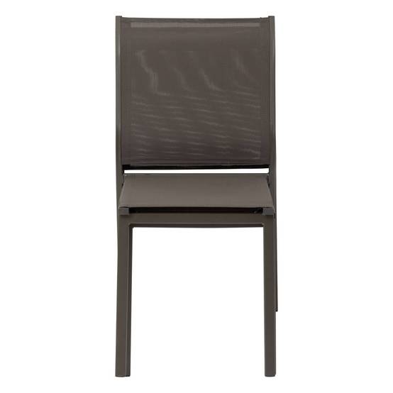 Hesperide - Chaise de jardin empilable "Essentia" wengé & praliné aluminium et texaline Hespéride - Image 3