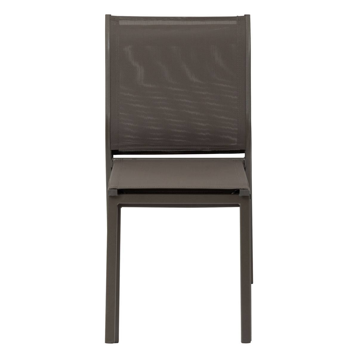 Hesperide - Chaise de jardin empilable "Essentia" wengé & praliné aluminium et texaline Hespéride - Image 3