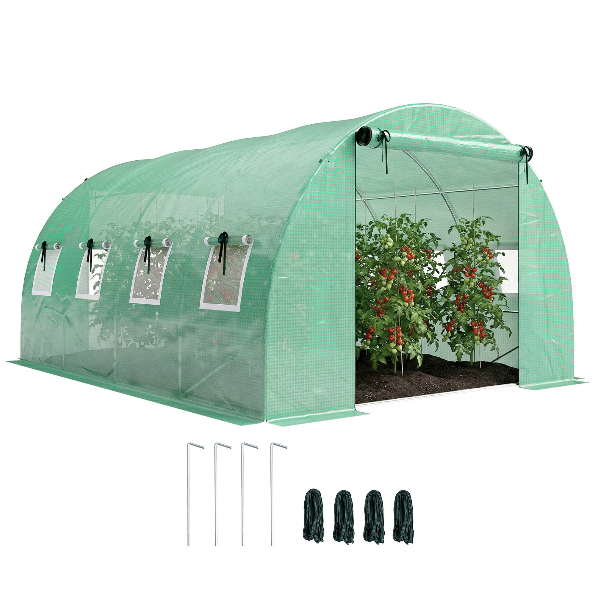 Sans Marque - Serre tunnel 12 m² 295x400x200 cm PE 140 g/m² 2 portes 8 fenêtres serre jardin verte