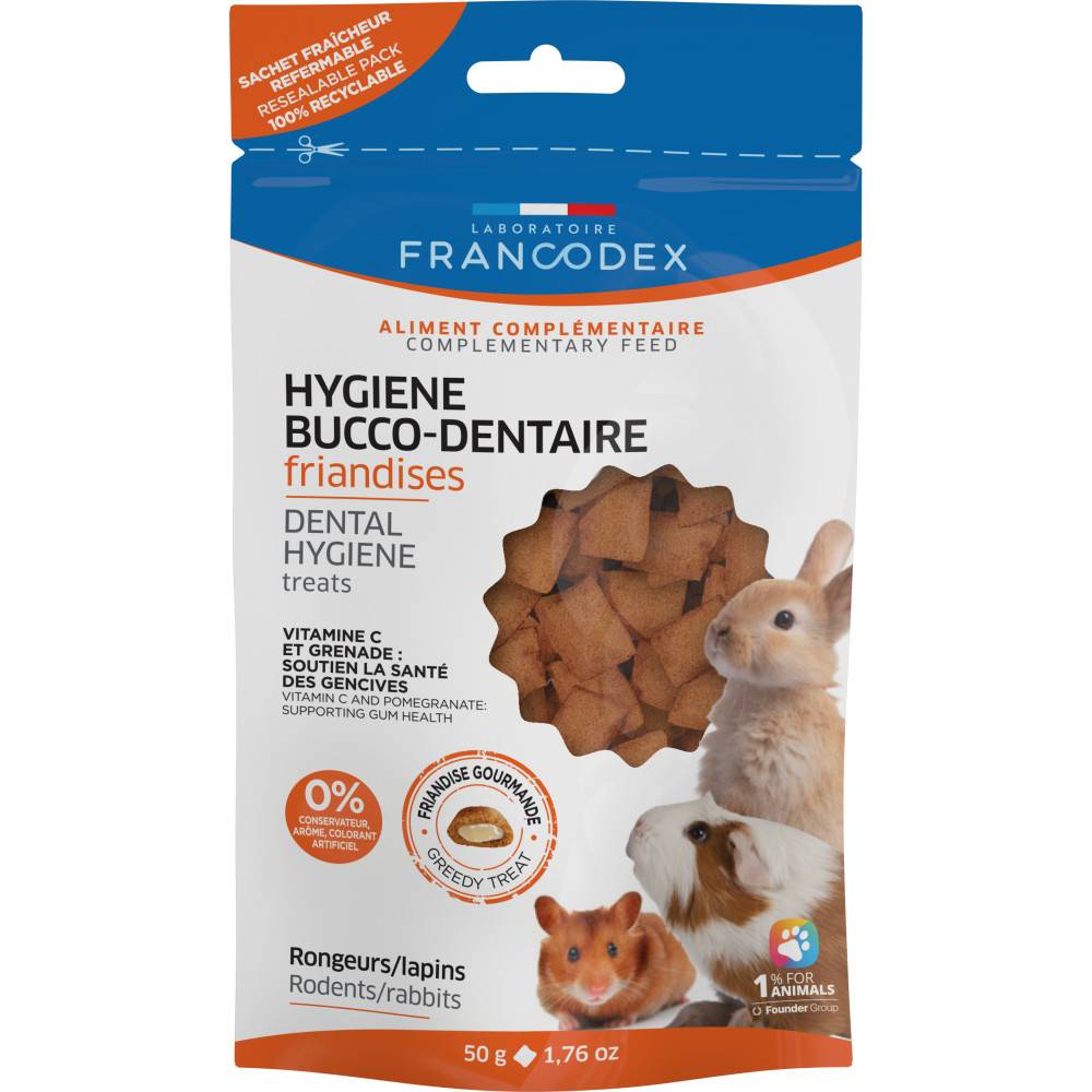 Francodex - Friandises Hygiène Bucco-Dentaire 50 g pour rongeurs et lapins - Imagen 1